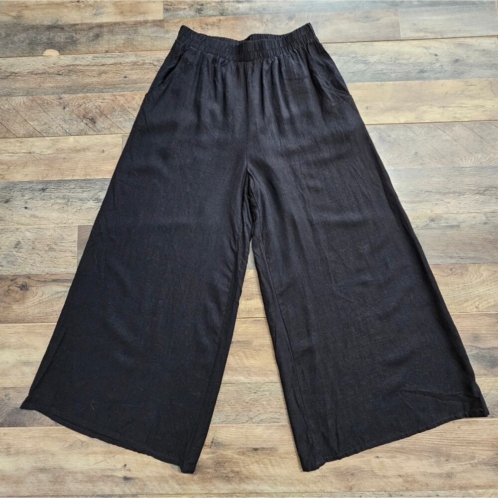 Hunter & Brown Pants Black Cropped Wide Leg High Rise Womens XS Goth Witchy‎